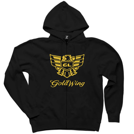 Honda Goldwing Gold Siyah Fermuarlı Kapşonlu Sweatshirt
