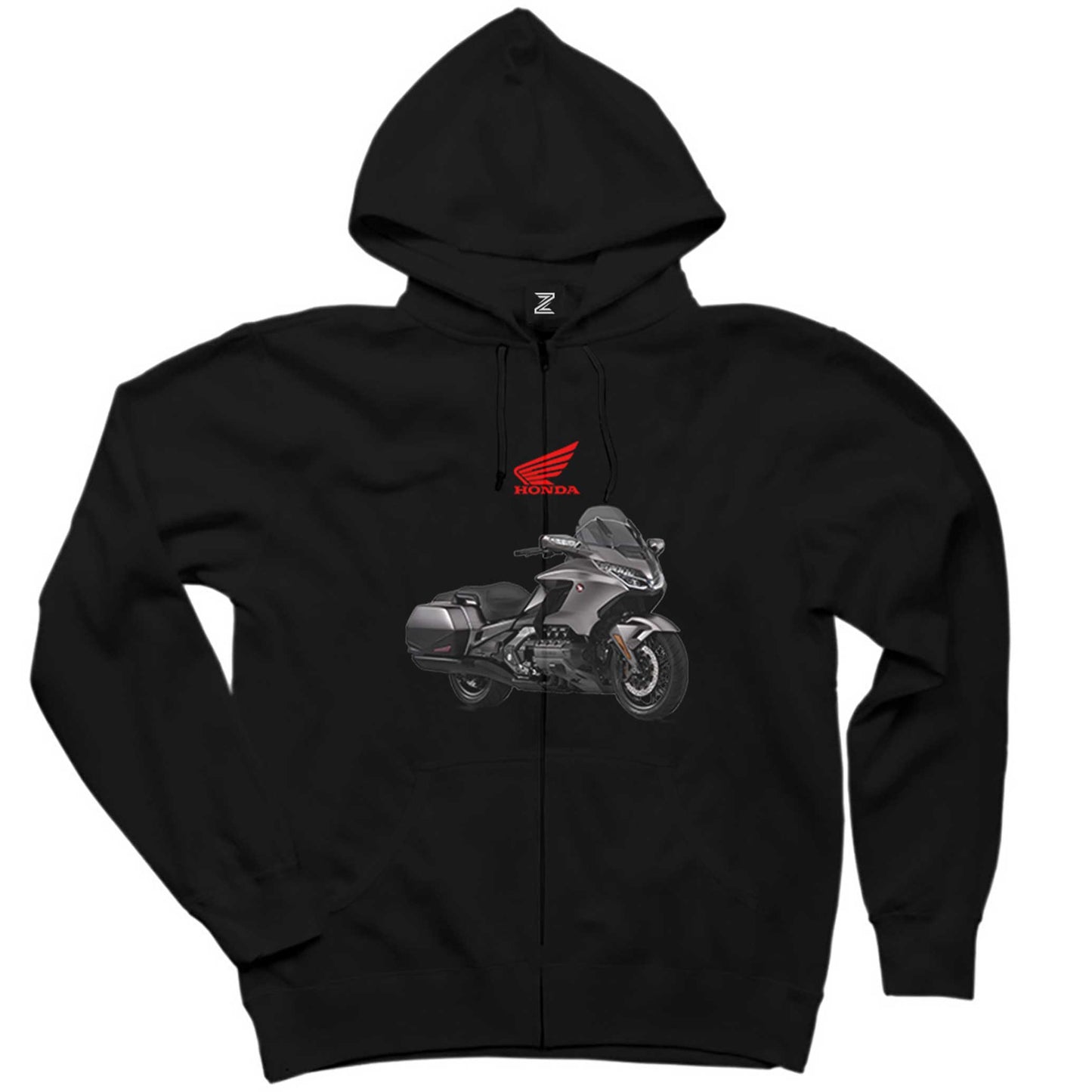 Honda GoldWing Touring Siyah Fermuarlı Kapşonlu Sweatshirt