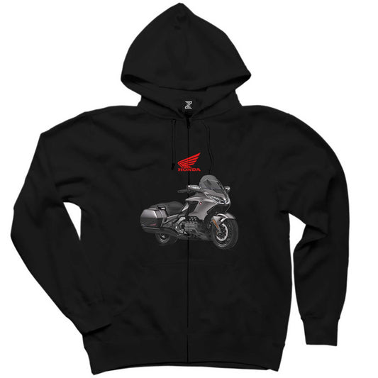 Honda GoldWing Touring Siyah Fermuarlı Kapşonlu Sweatshirt