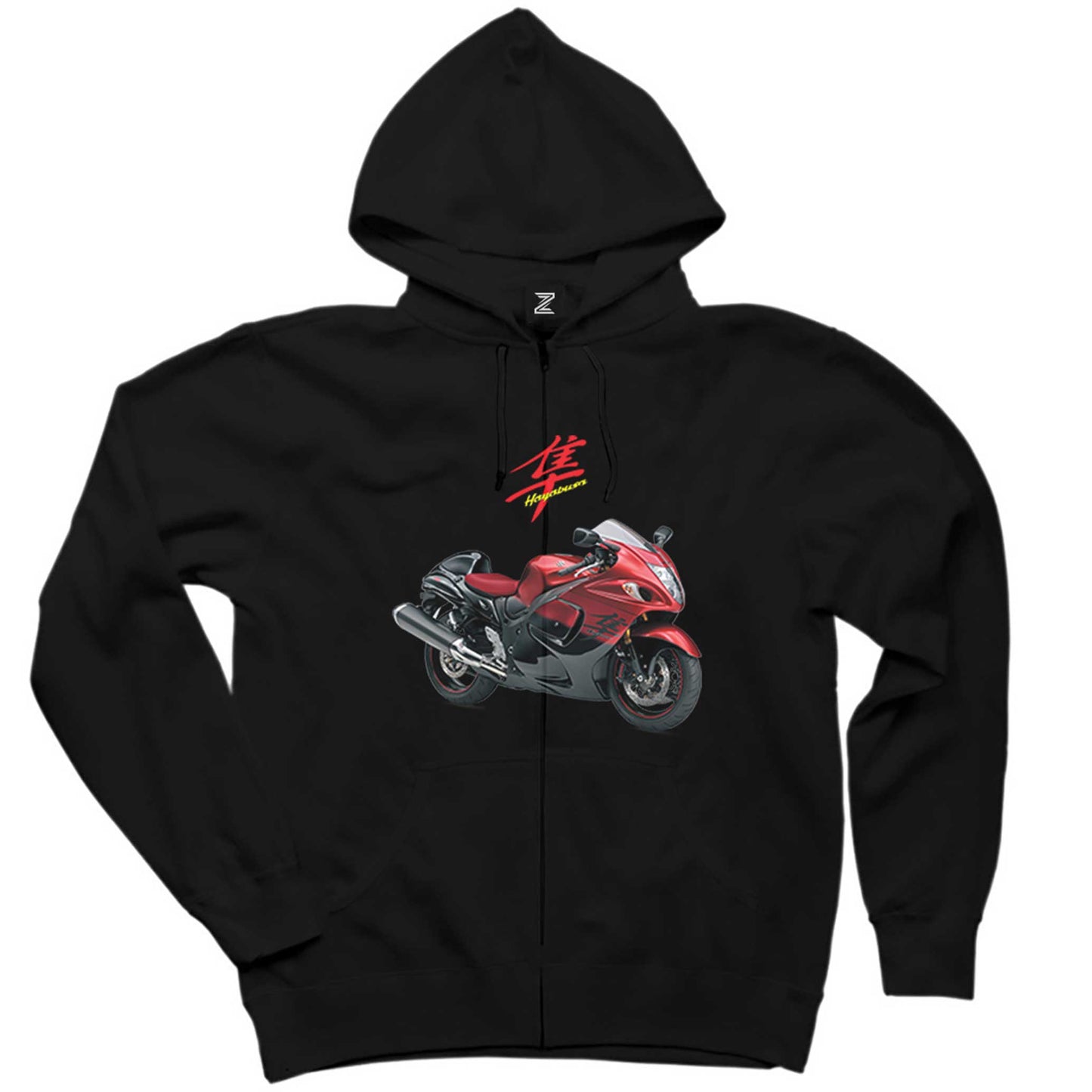 Suzuki Hayabusa GSX R 1300 Siyah Fermuarlı Kapşonlu Sweatshirt