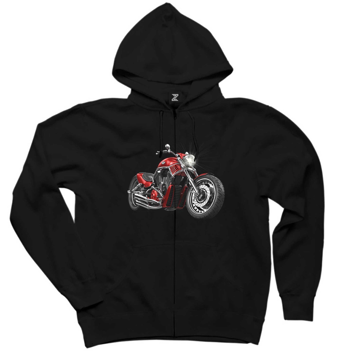 Chopper Cruiser Siyah Fermuarlı Kapşonlu Sweatshirt