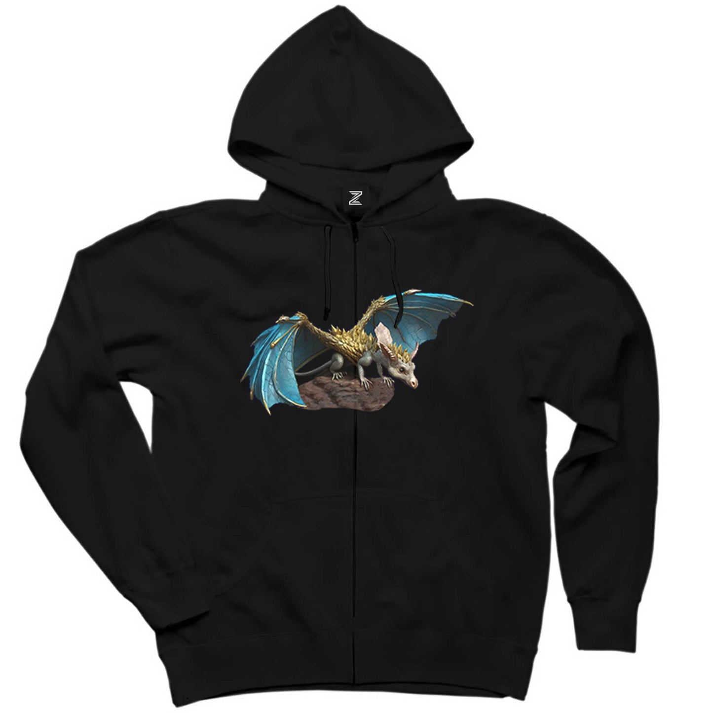 Baby Dragon Siyah Fermuarlı Kapşonlu Sweatshirt