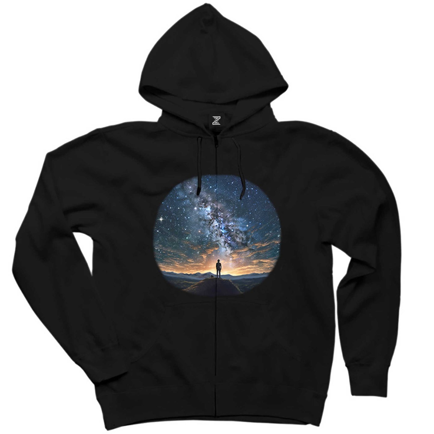 Sky Full Of Star Siyah Fermuarlı Kapşonlu Sweatshirt
