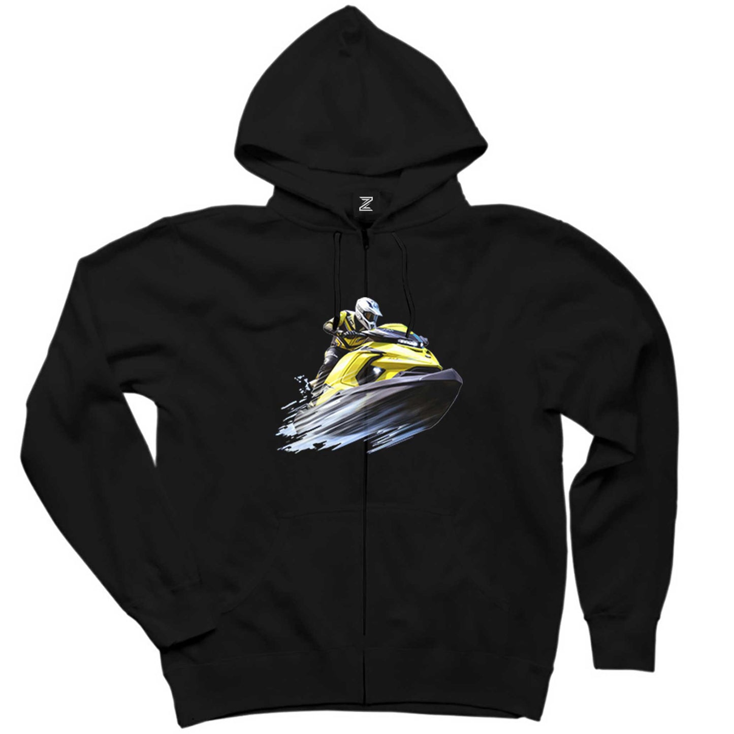 Jetski Tour Siyah Fermuarlı Kapşonlu Sweatshirt