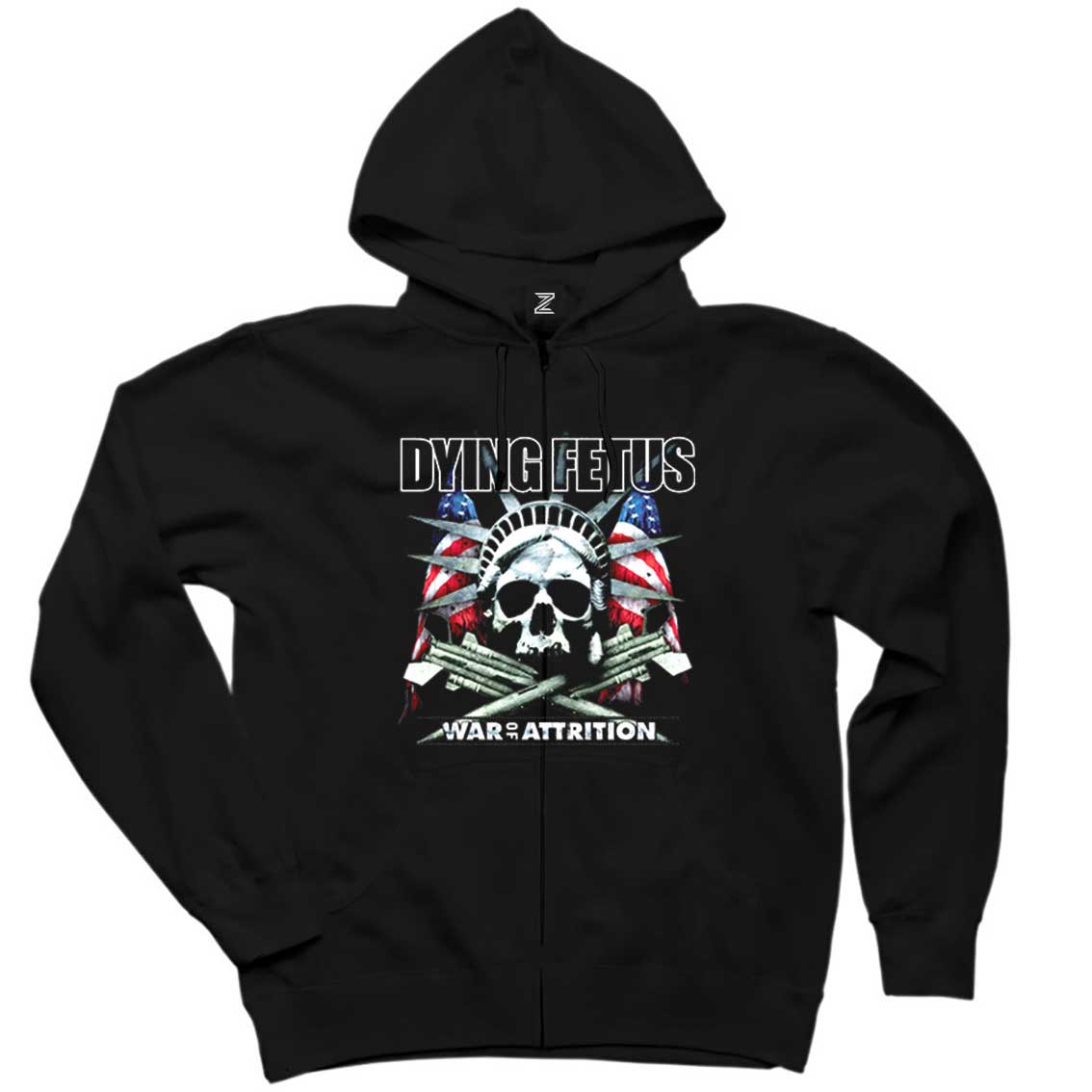 Dying Fetus War Of Attrition Siyah Fermuarlı Kapşonlu Sweatshirt