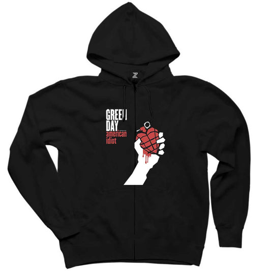 Green Day American Idiot Siyah Fermuarlı Kapşonlu Sweatshirt