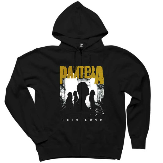 Pantera This Love Siyah Fermuarlı Kapşonlu Sweatshirt