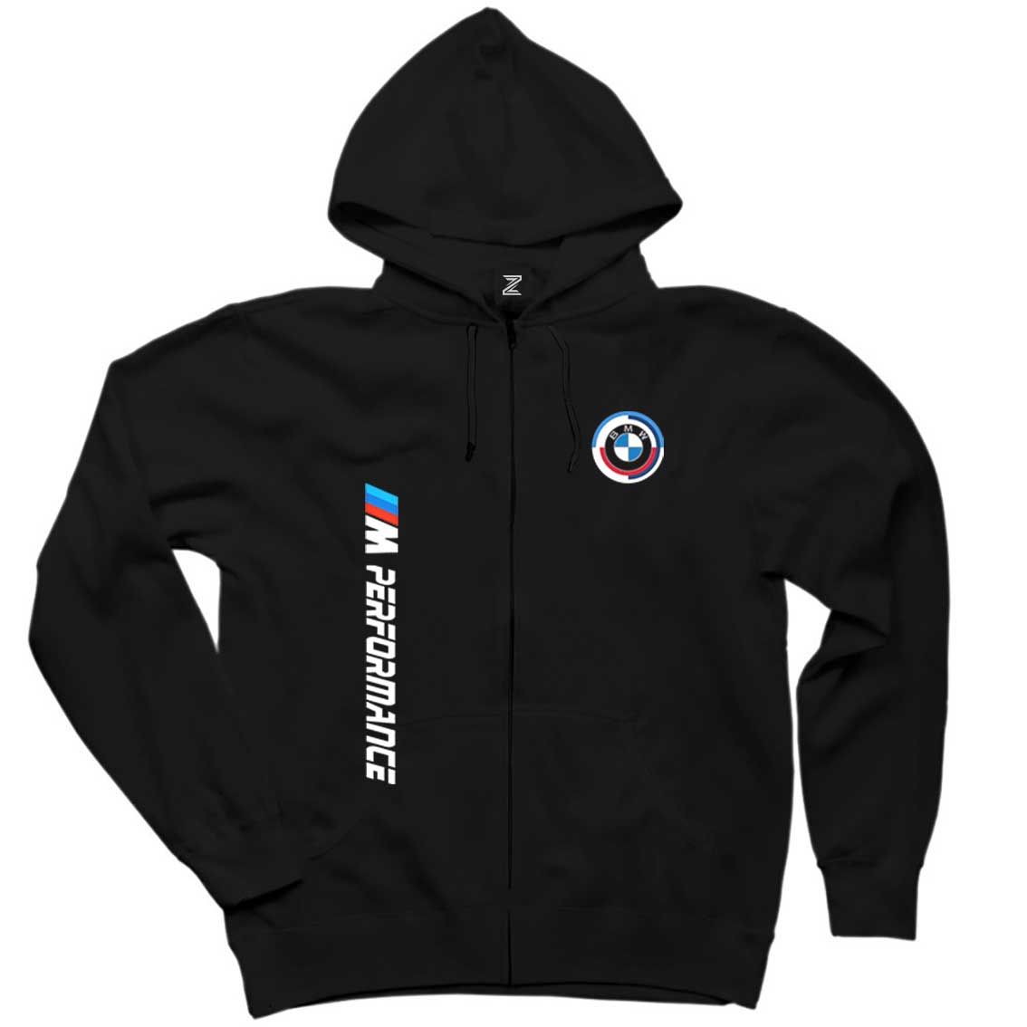 Bmw Performance New Siyah Fermuarlı Kapşonlu Sweatshirt