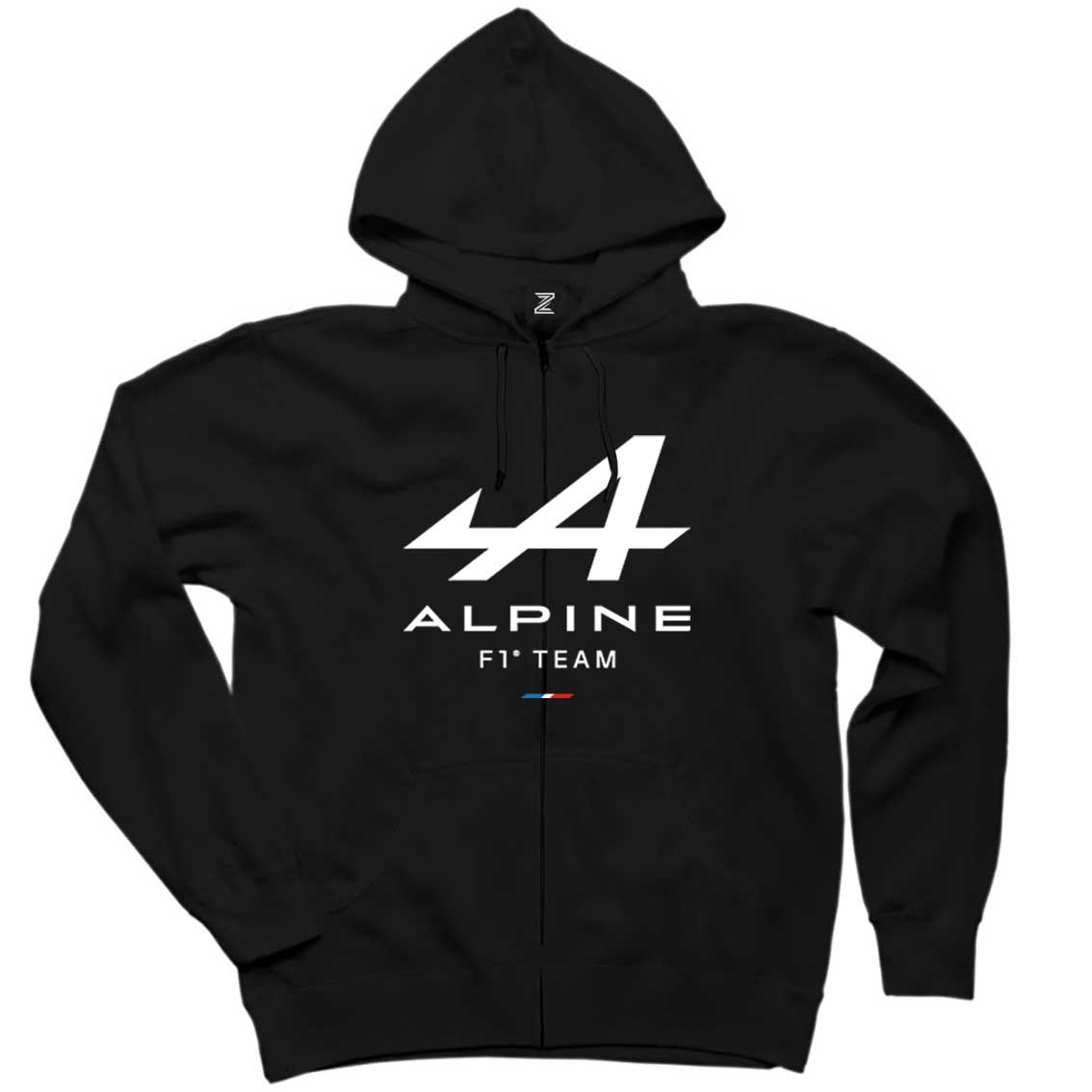 Alpine F1 Siyah Fermuarlı Kapşonlu Sweatshirt