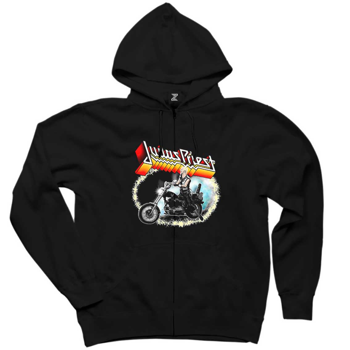 Judas Priest Rob Halford Siyah Fermuarlı Kapşonlu Sweatshirt