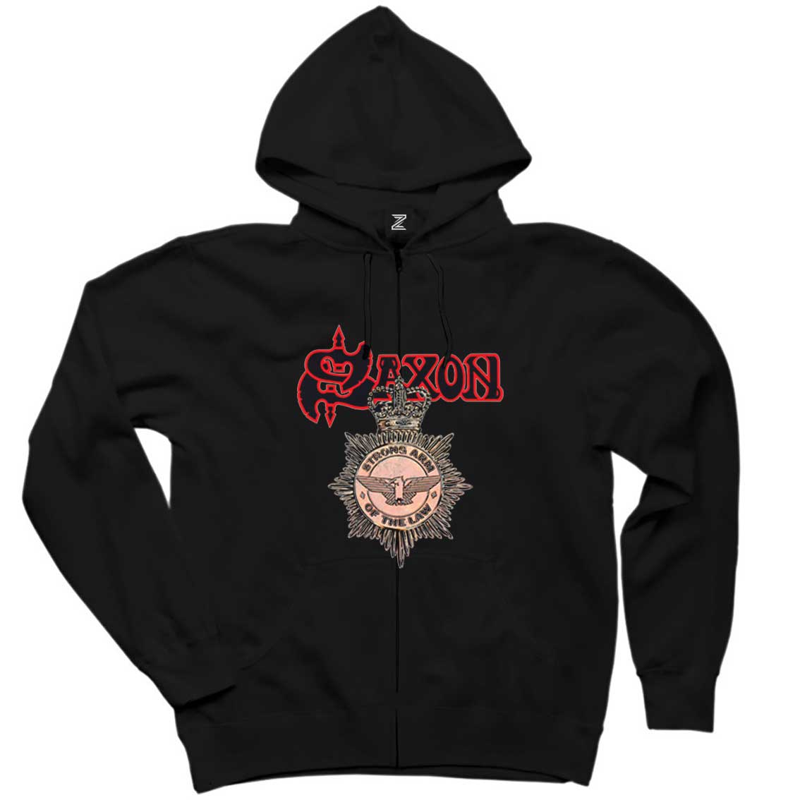 Saxon Strong Arm of the Law Siyah Fermuarlı Kapşonlu Sweatshirt