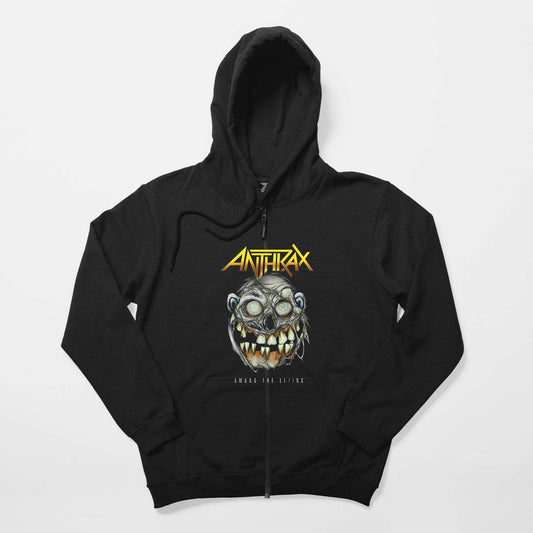 Anthrax Amung The Living Siyah Fermuarlı Kapşonlu Sweatshirt