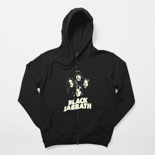 Black Sabbath Siluet Siyah Fermuarlı Kapşonlu Sweatshirt