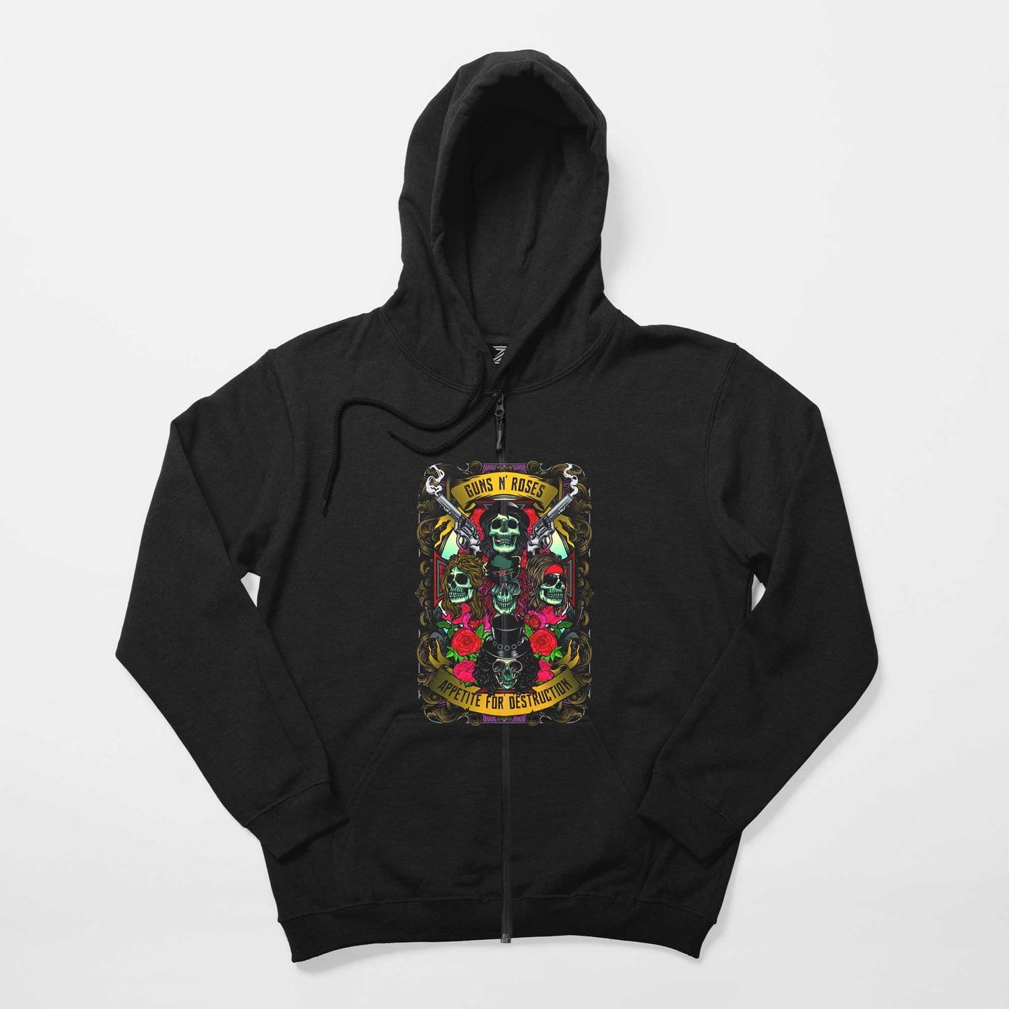 Guns N Roses Appetıte Destruction Siyah Fermuarlı Kapşonlu Sweatshirt
