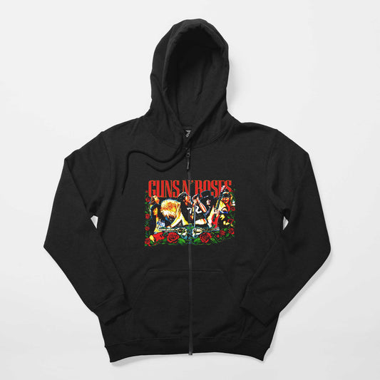 Guns N Roses Grup Konser Siyah Fermuarlı Kapşonlu Sweatshirt