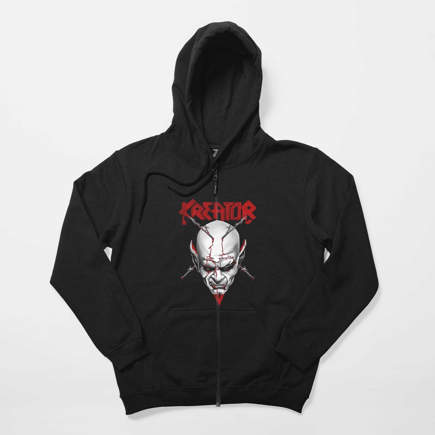 Kreator Siluet Logo Siyah Fermuarlı Kapşonlu Sweatshirt