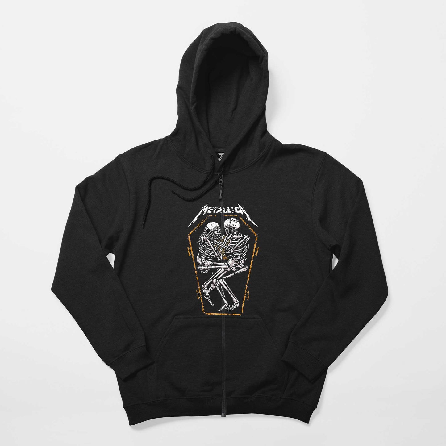 Metallica Grave Two Skeletons Siyah Fermuarlı Kapşonlu Sweatshirt