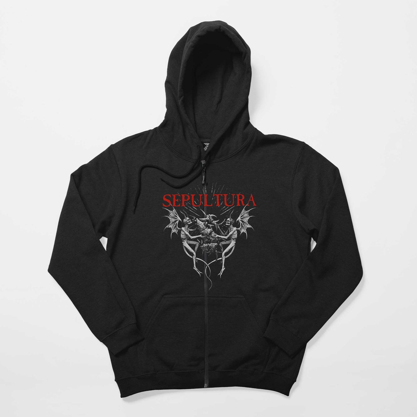 Sepultura Angel Siyah Fermuarlı Kapşonlu Sweatshirt