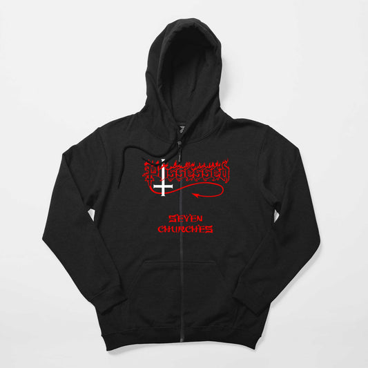 Possessed Seven Churches Siyah Fermuarlı Kapşonlu Sweatshirt