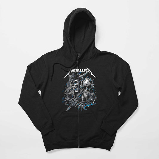 Metallica Vikings Siyah Fermuarlı Kapşonlu Sweatshirt