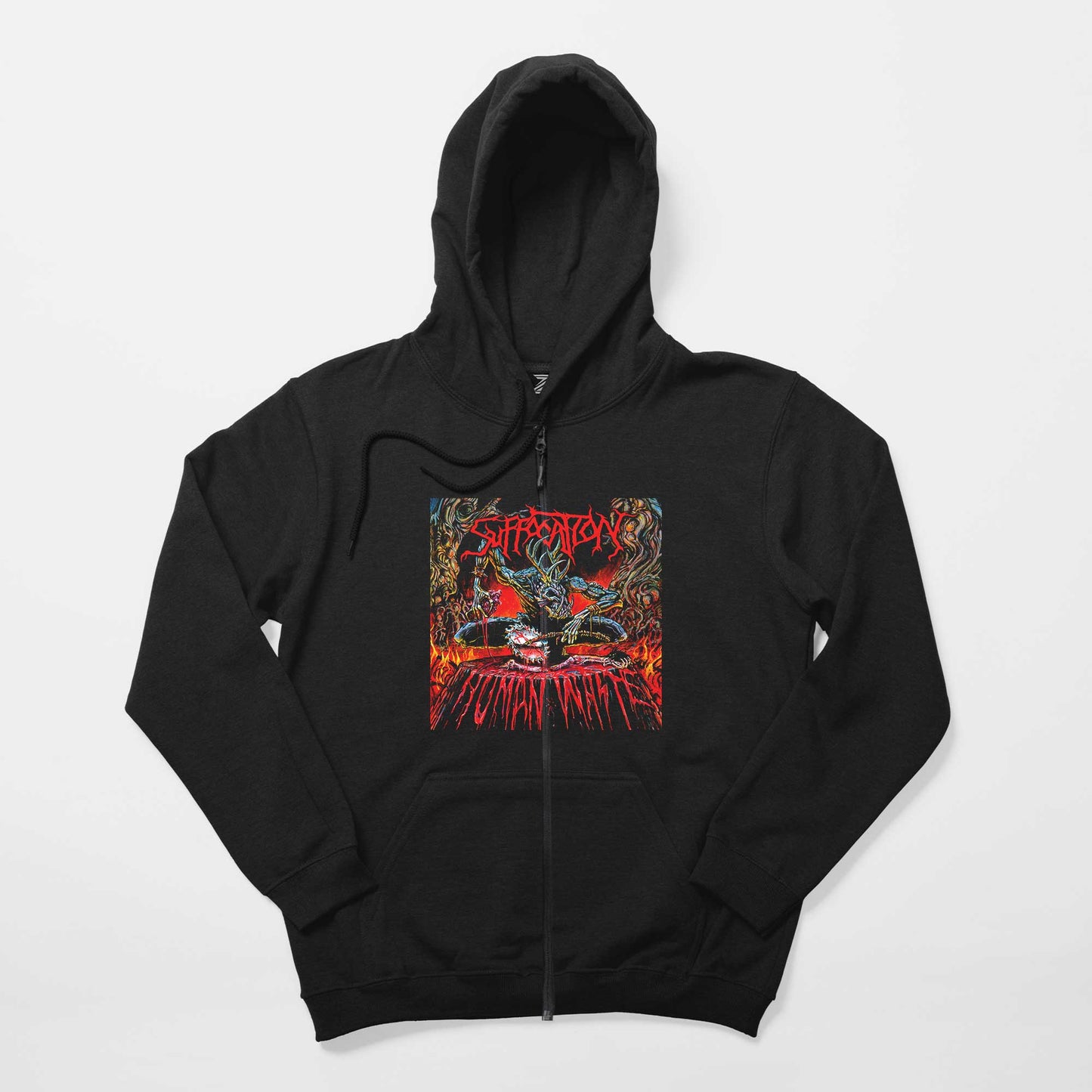 Suffocation Human Wolte Siyah Fermuarlı Kapşonlu Sweatshirt