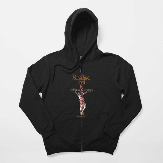 Paradise Lost Gothic Siyah Fermuarlı Kapşonlu Sweatshirt