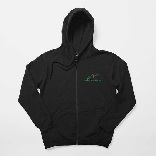 Alpinestars Logo Siyah Fermuarlı Kapşonlu Sweatshirt