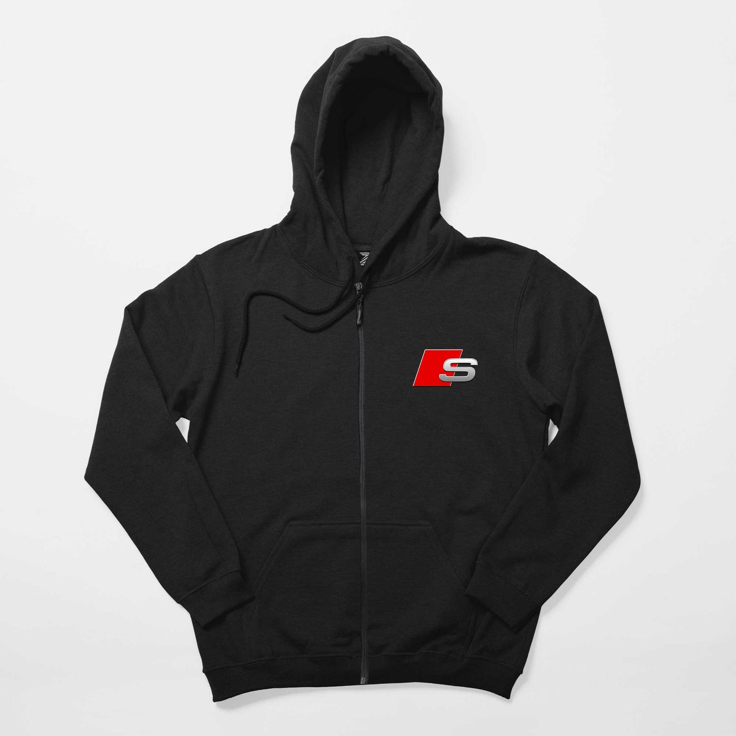Audi S Line Logo Siyah Fermuarlı Kapşonlu Sweatshirt