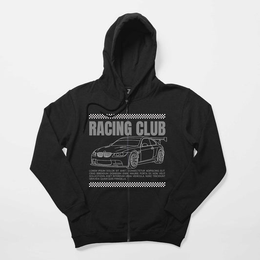 Bmw Racing Club Siyah Fermuarlı Kapşonlu Sweatshirt