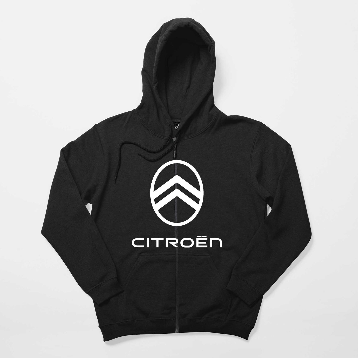 Citroen Text Logo Siyah Fermuarlı Kapşonlu Sweatshirt