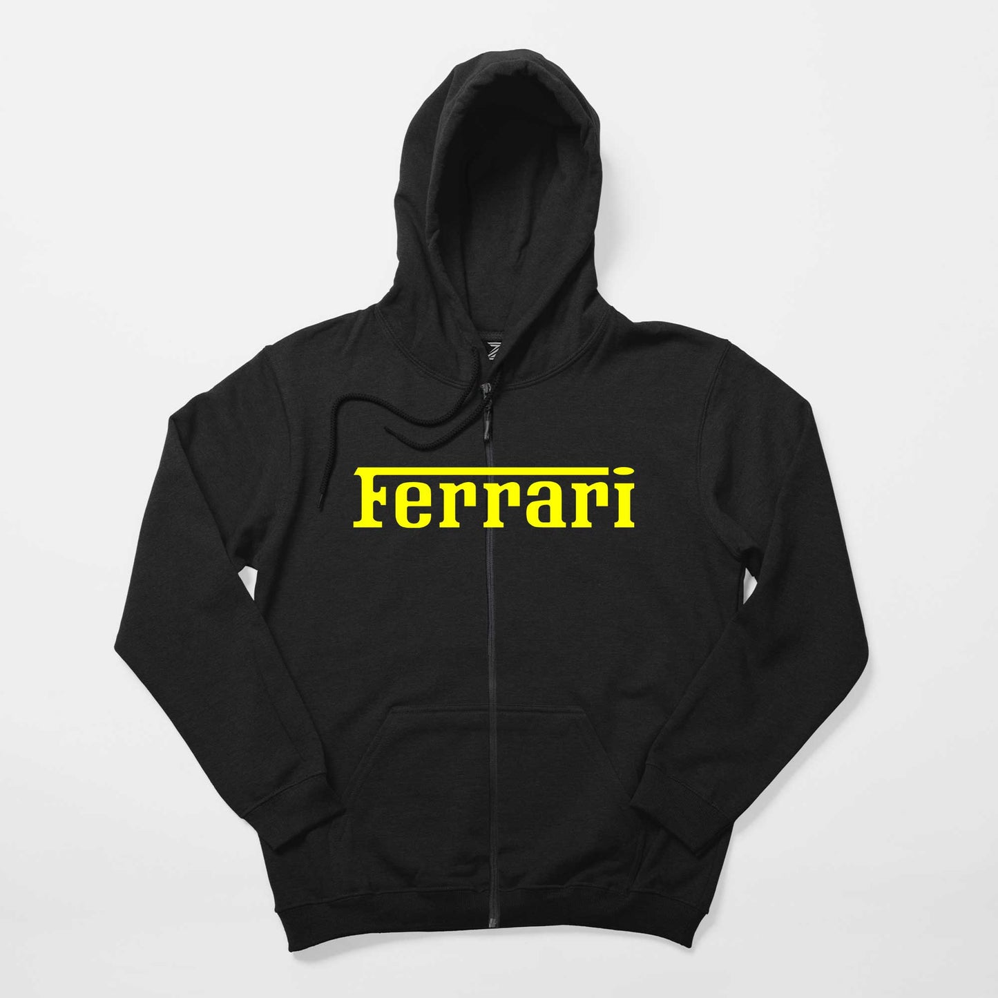 Ferrari Gold Text Siyah Fermuarlı Kapşonlu Sweatshirt