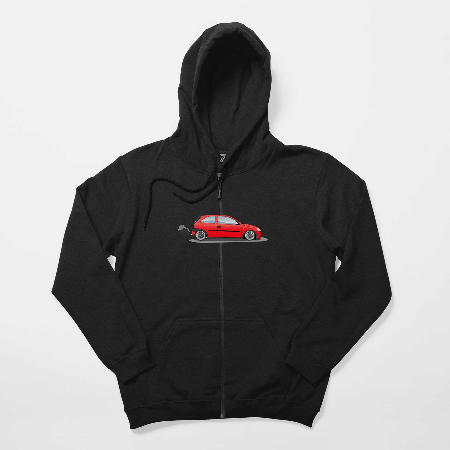 Opel Corsa Red Siyah Fermuarlı Kapşonlu Sweatshirt