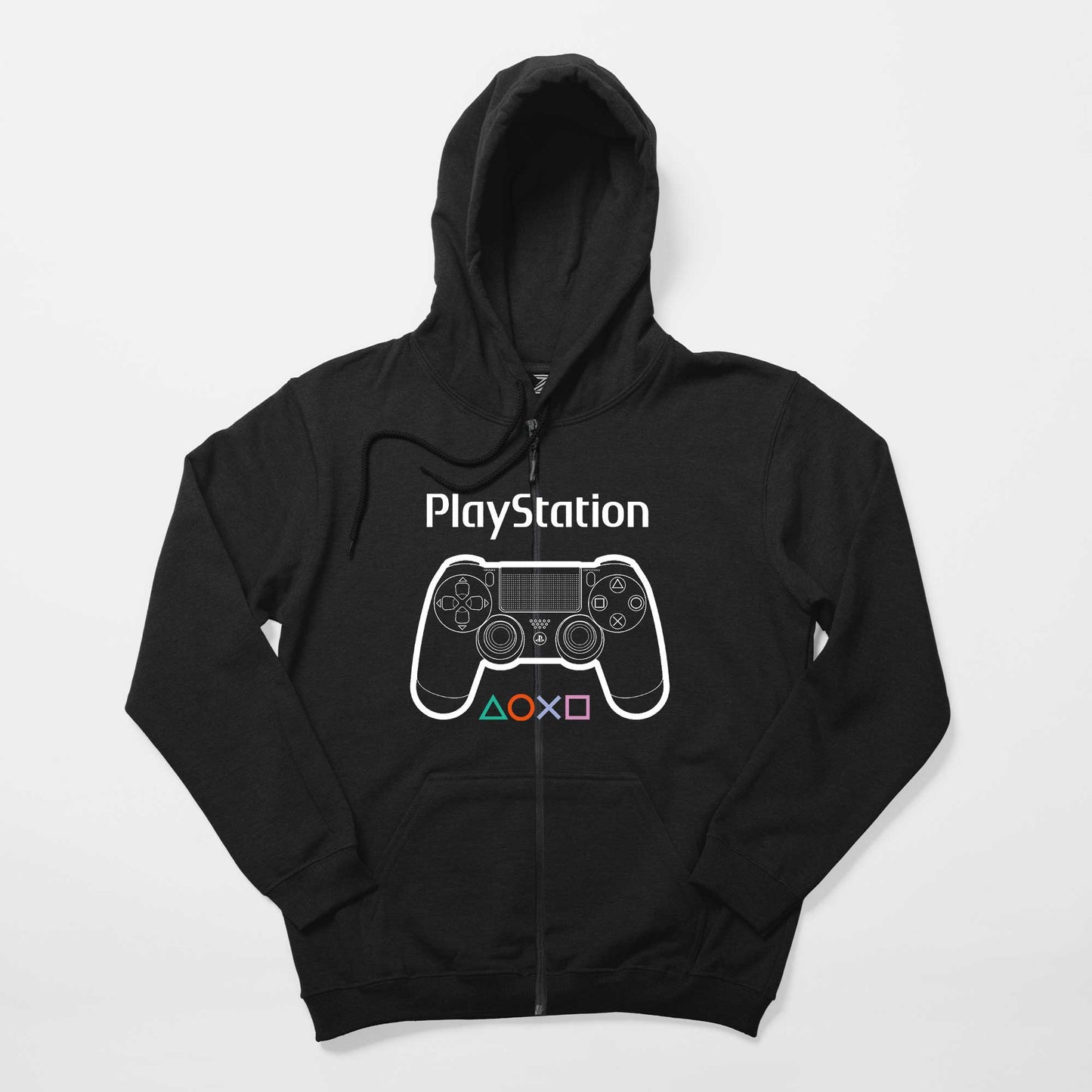 Playstation Gamepad Text Siyah Fermuarlı Kapşonlu Sweatshirt