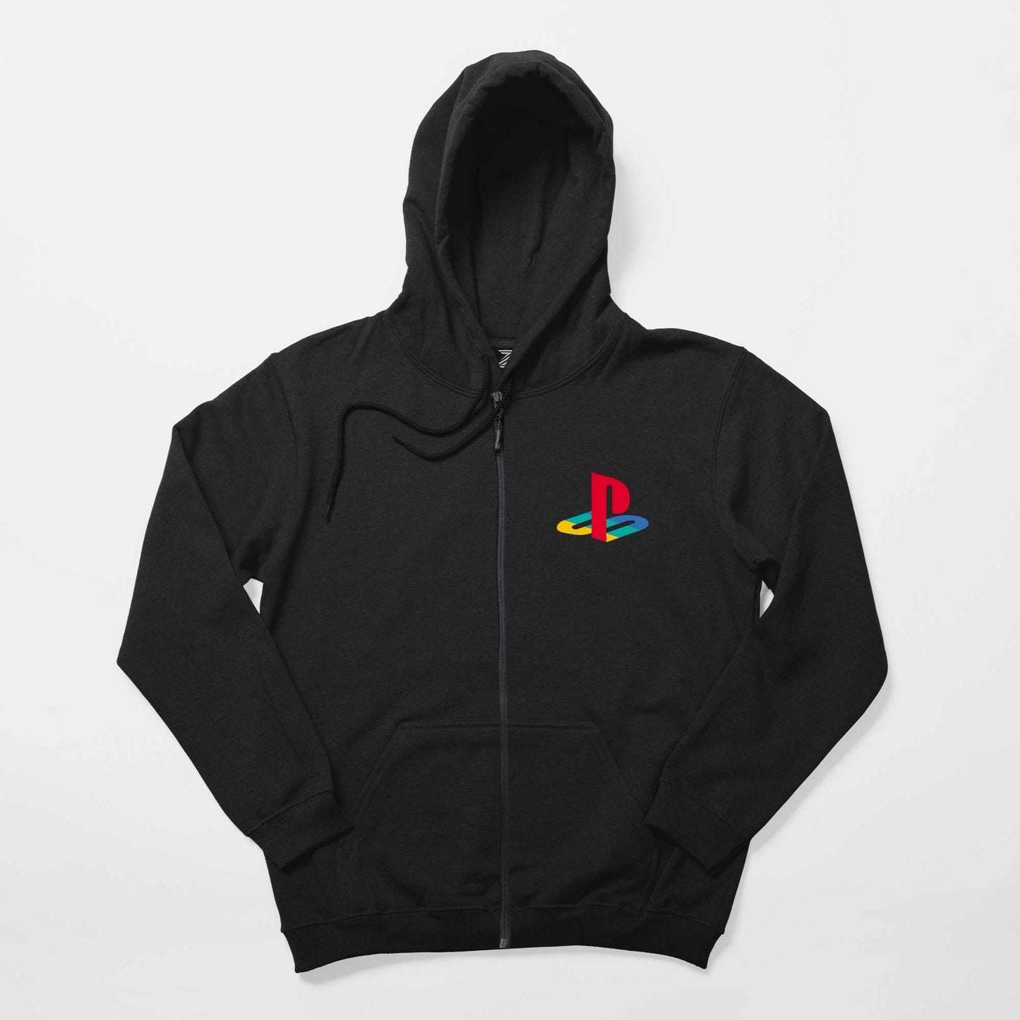 Playstation Logo Color Siyah Fermuarlı Kapşonlu Sweatshirt