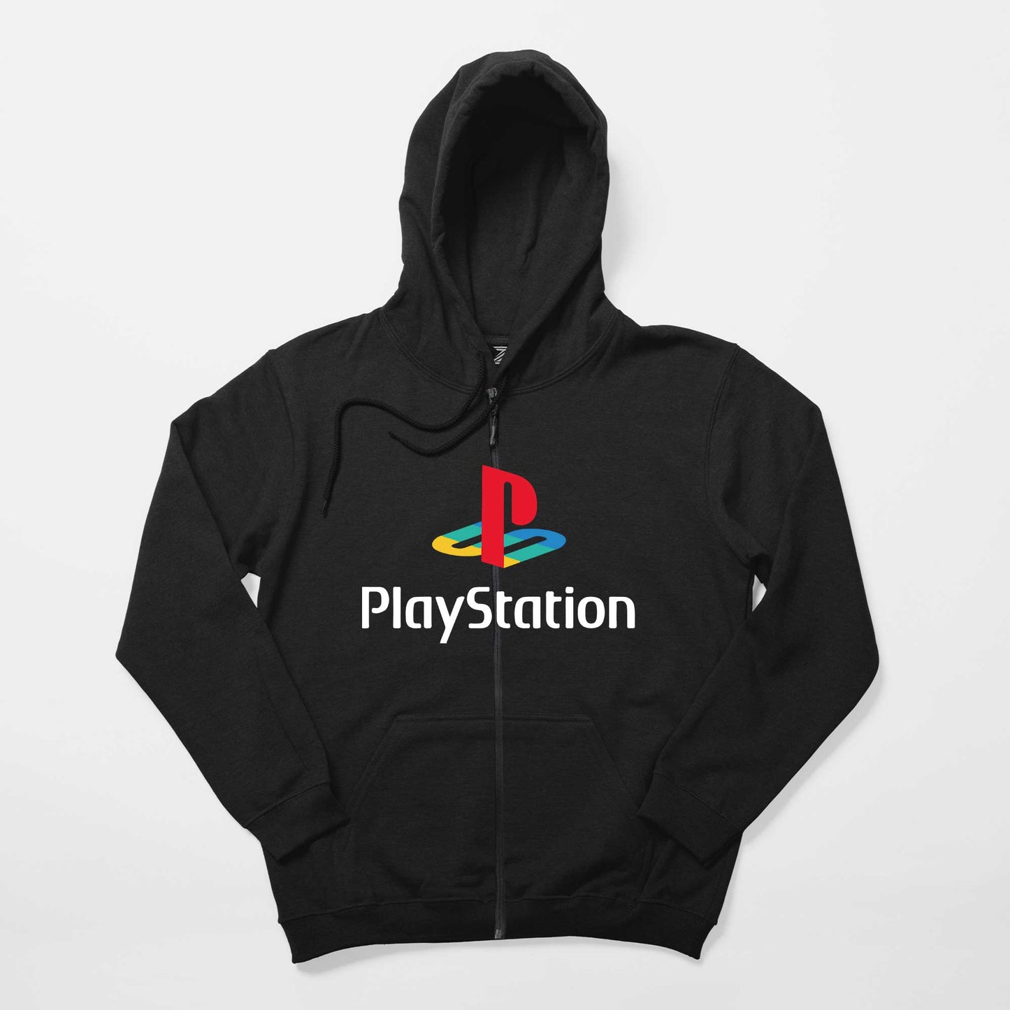 Playstation Logo White Siyah Fermuarlı Kapşonlu Sweatshirt