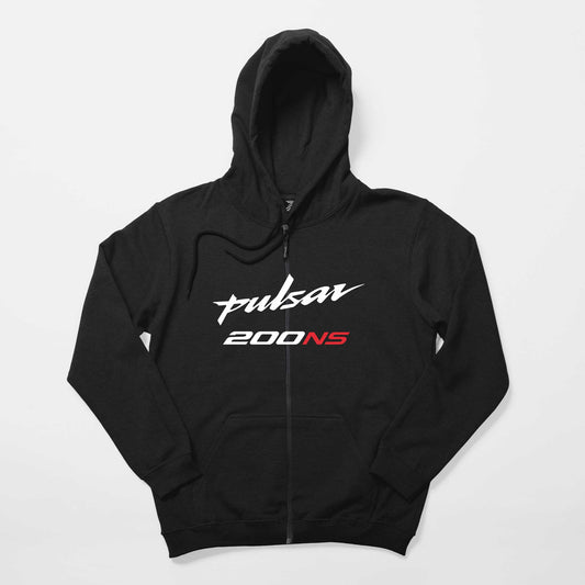 Pulsar NS200 Text Siyah Fermuarlı Kapşonlu Sweatshirt