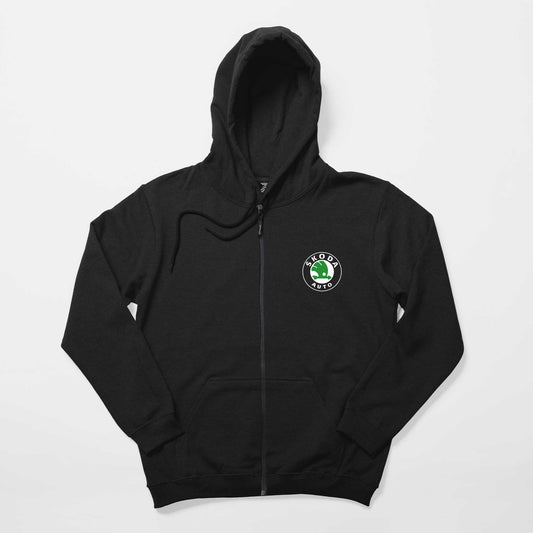 Skoda Auto Siyah Fermuarlı Kapşonlu Sweatshirt