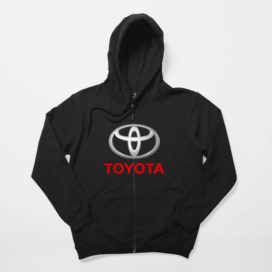 Toyata Text Logo Siyah Fermuarlı Kapşonlu Sweatshirt