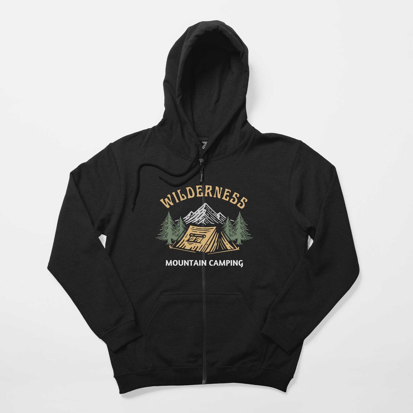 Mountain Camping Siyah Fermuarlı Kapşonlu Sweatshirt