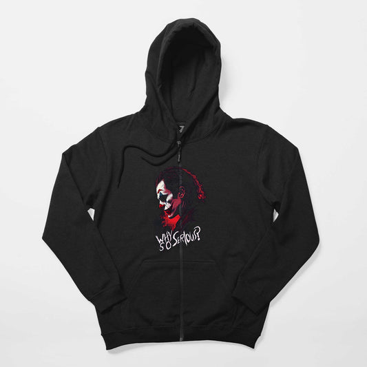 Joker Siyah Fermuarlı Kapşonlu Sweatshirt