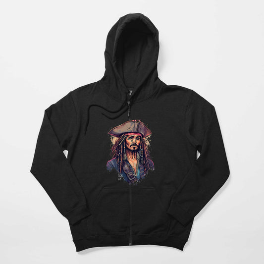 Kaptan Jack Jeperow Siyah Fermuarlı Kapşonlu Sweatshirt