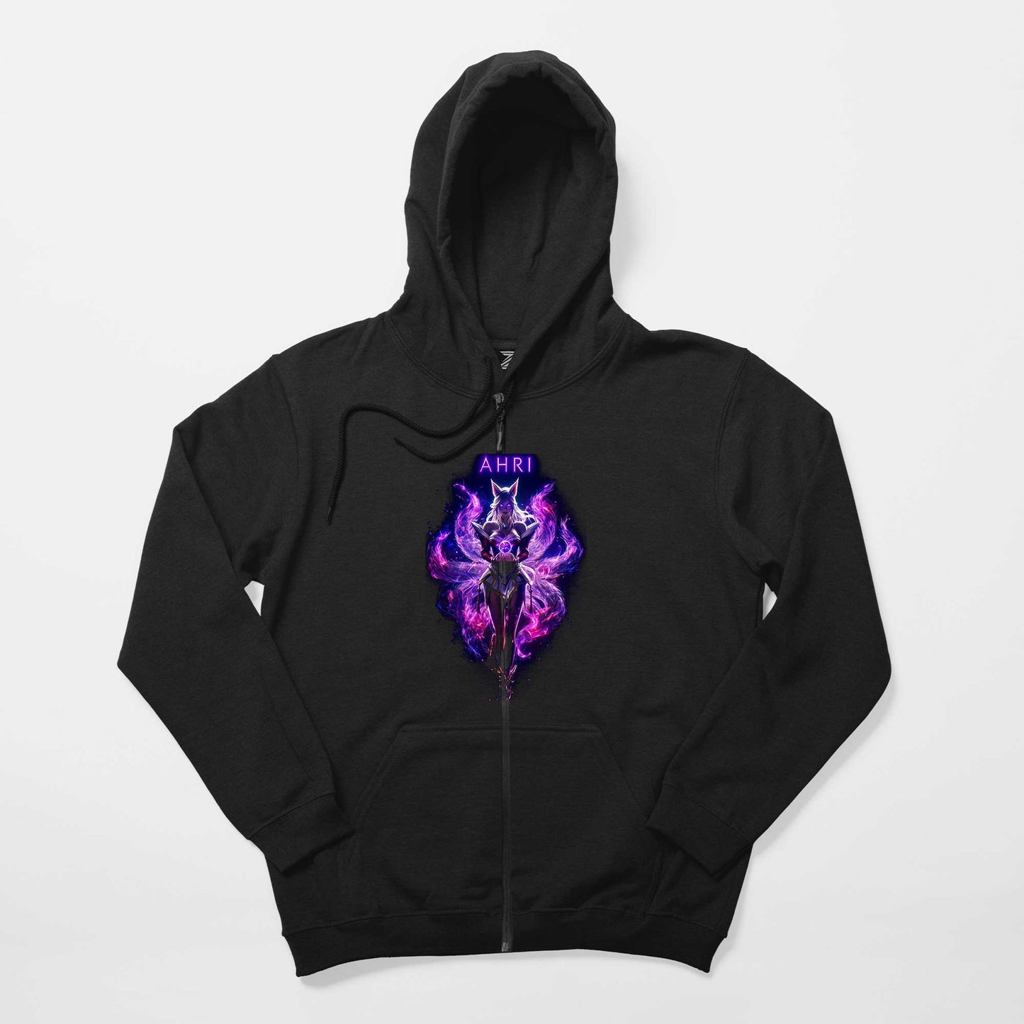 League Of Legends Ahrı Siyah Fermuarlı Kapşonlu Sweatshirt