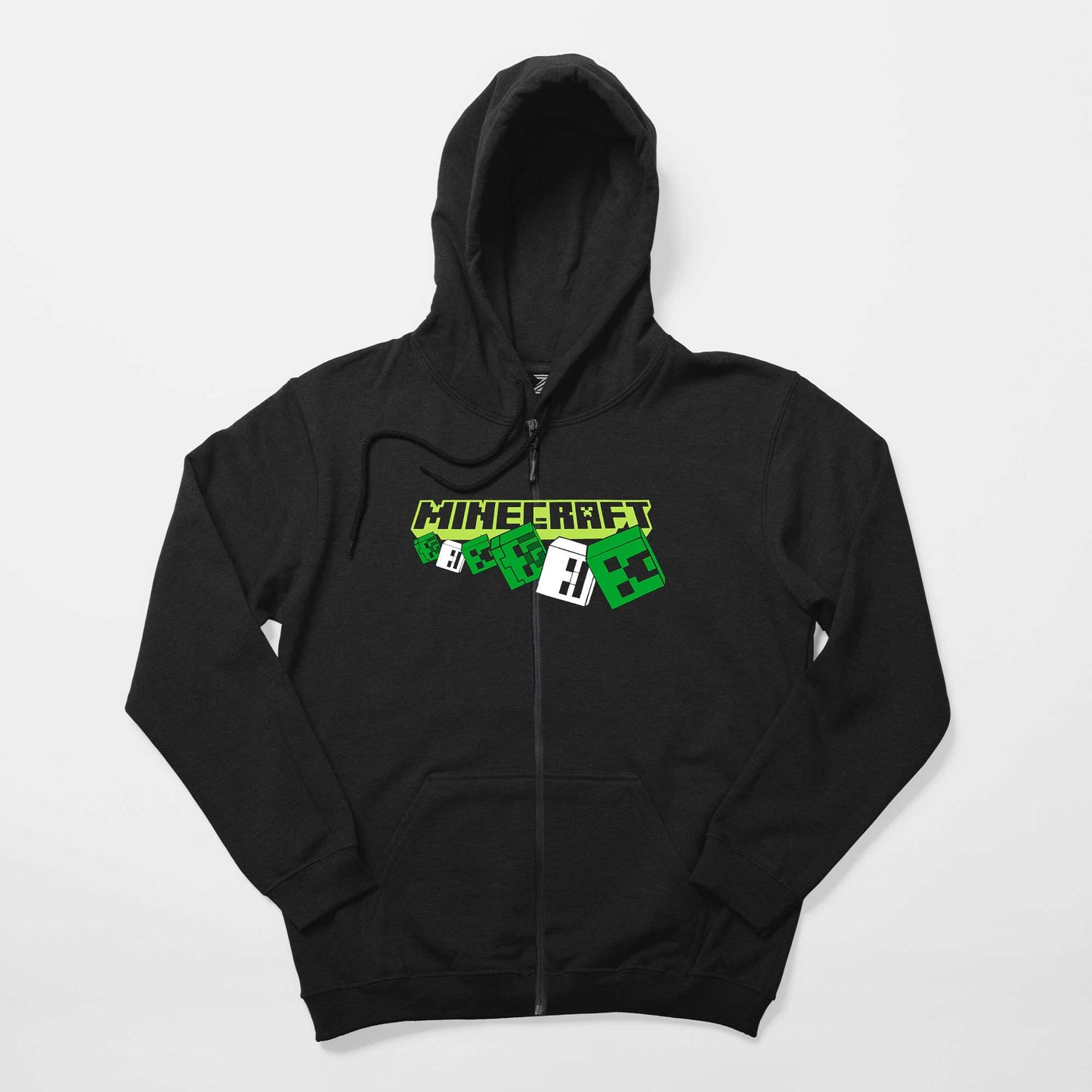 Minecraft Skeleton And Creeper Siyah Fermuarlı Kapşonlu Sweatshirt