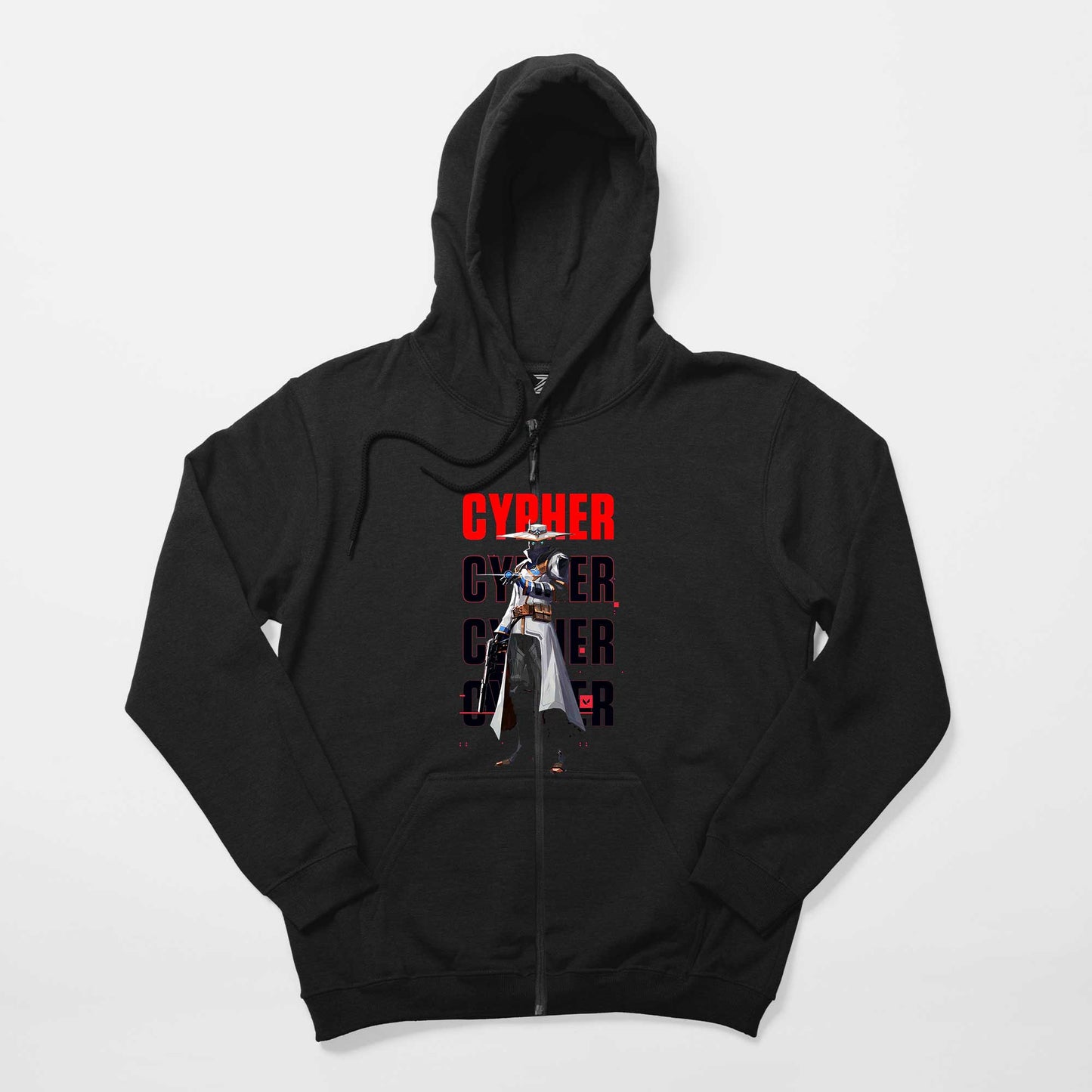 Valorant Cypher Siyah Fermuarlı Kapşonlu Sweatshirt