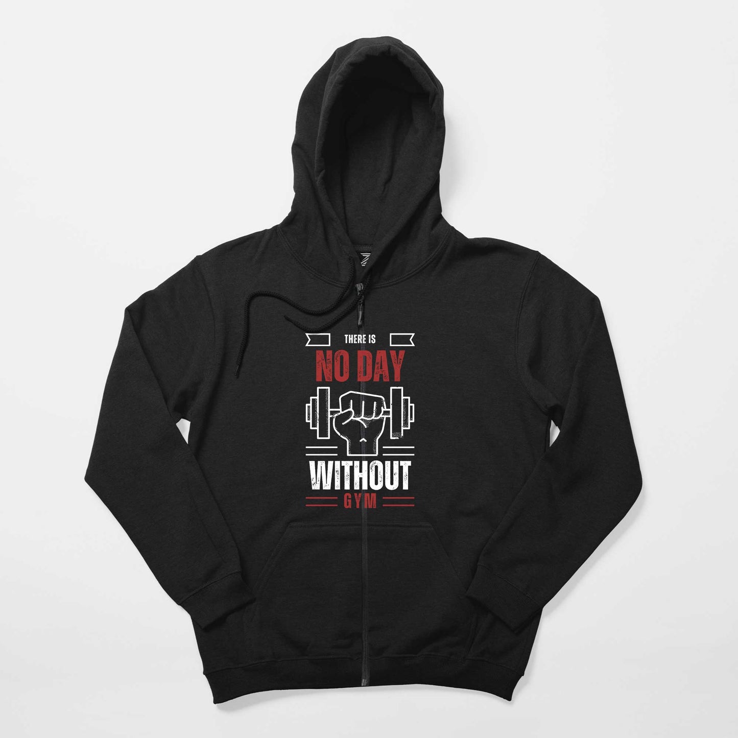 Without Gym Siyah Fermuarlı Kapşonlu Sweatshirt