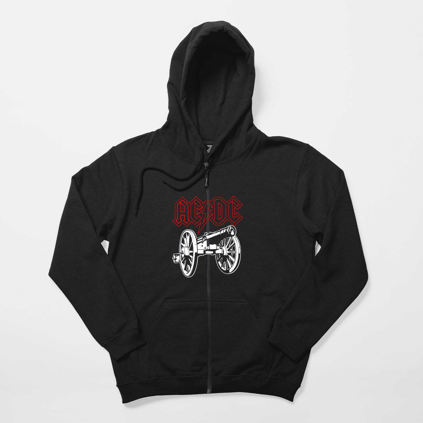 Ac Dc About Rock Cannon Siyah Fermuarlı Kapşonlu Sweatshirt