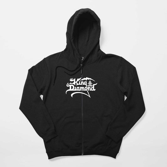King Diamonds White Logo Siyah Fermuarlı Kapşonlu Sweatshirt