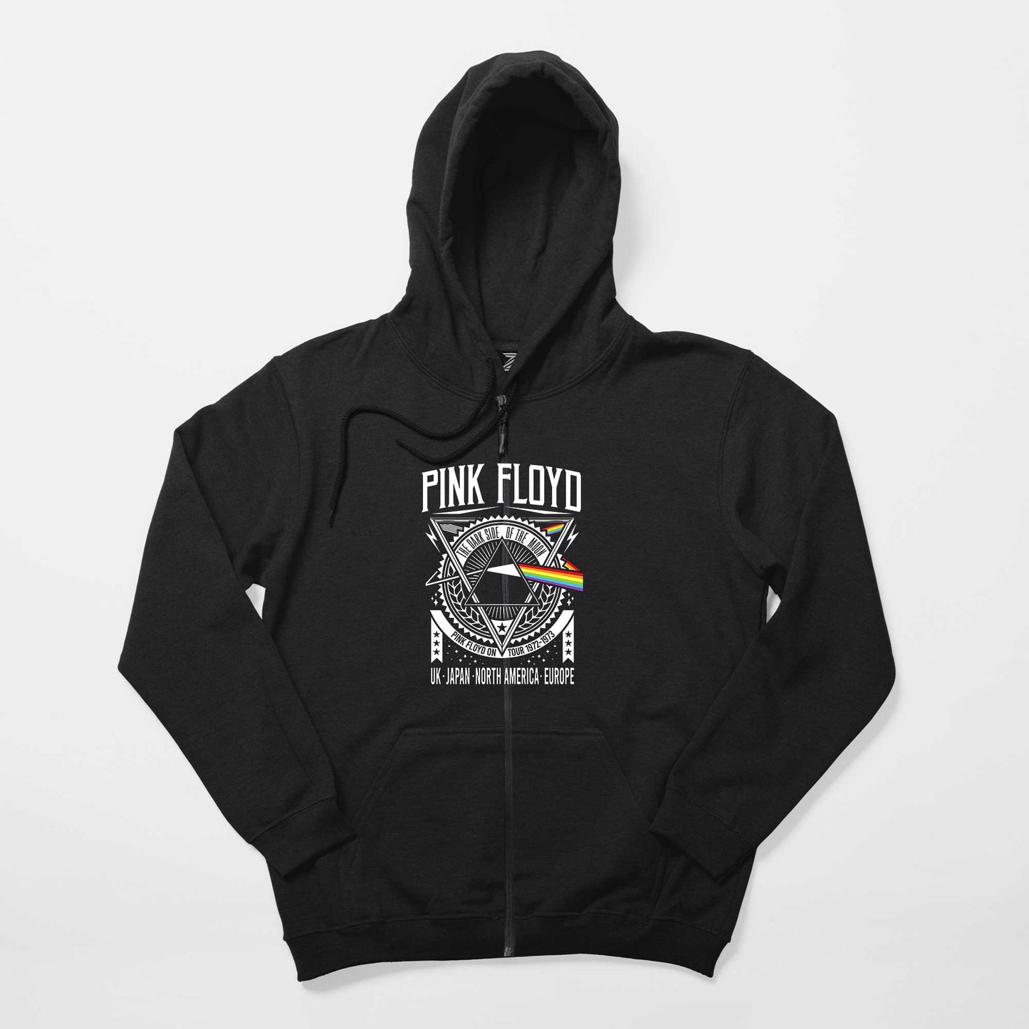 Pink Floyd Tour 1972 1973 Siyah Fermuarlı Kapşonlu Sweatshirt