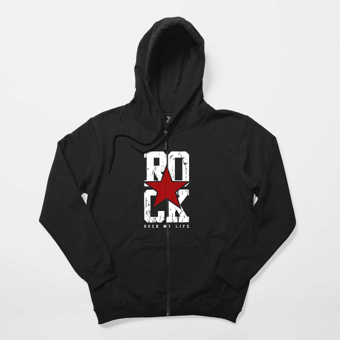 Rock My Life Siyah Fermuarlı Kapşonlu Sweatshirt