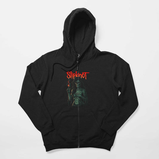 Slipknot Female Skeleton Hot Siyah Fermuarlı Kapşonlu Sweatshirt